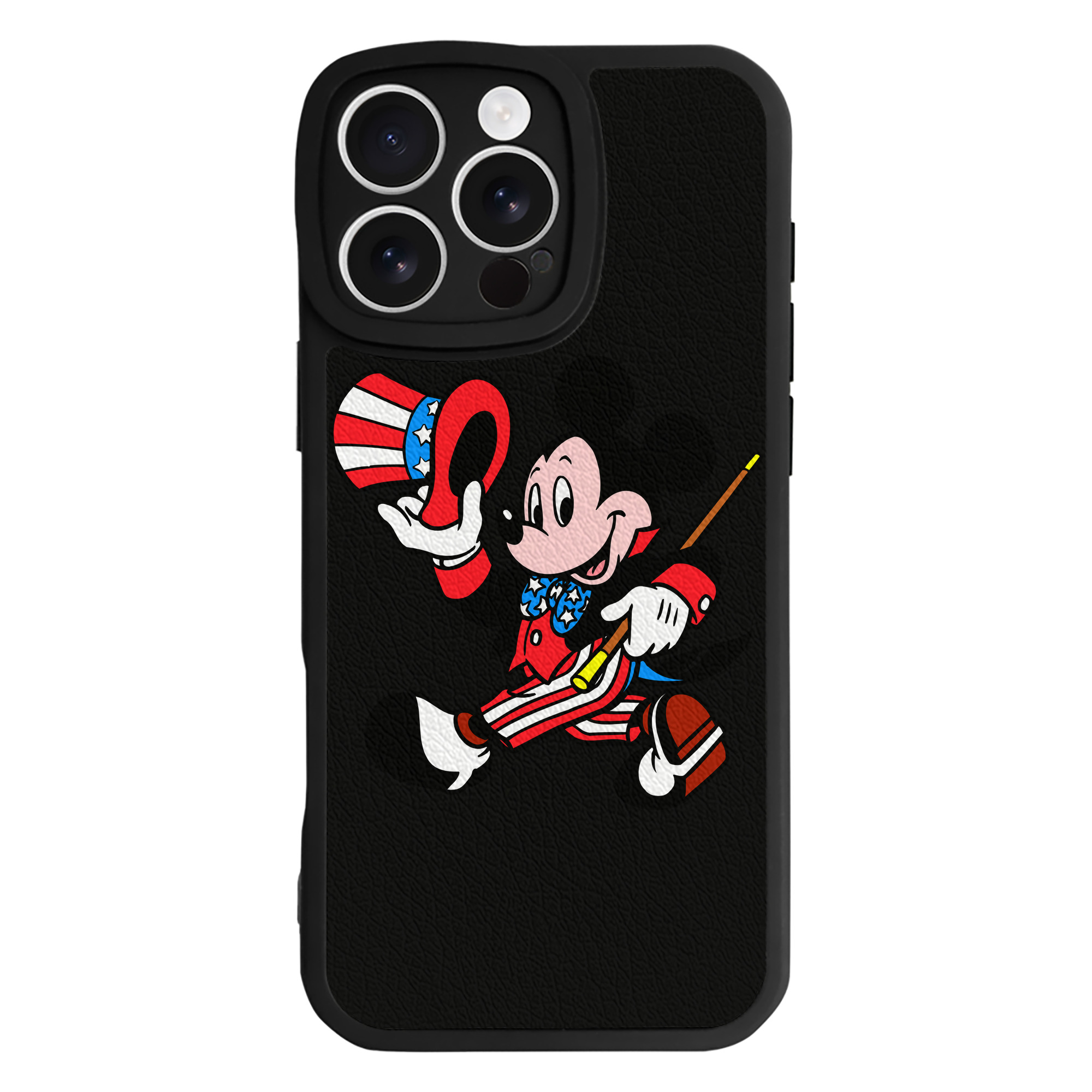 （画像用） ミッキーマウス Mickey Mouse 【iPhone 16シリーズ対応】シリコンスマホケース（レザー調） 材質：シリコン